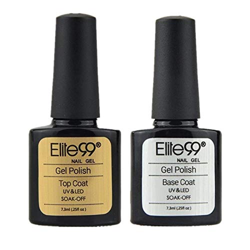Elite99 Esmaltes Semipermanentes de Uñas en Gel UV LED de Color Neon, 2pcs Kit de Esmaltes de Uñas 7,3ml (Base y top coat)