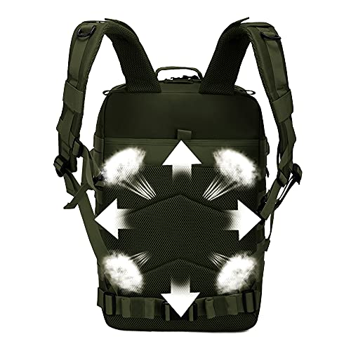 ELITEX Mochila 45L Táctica Militar Bandera España Impermeable Deportiva Caza Aire Libre Deportes Gimnasio Portatil (Verde)
