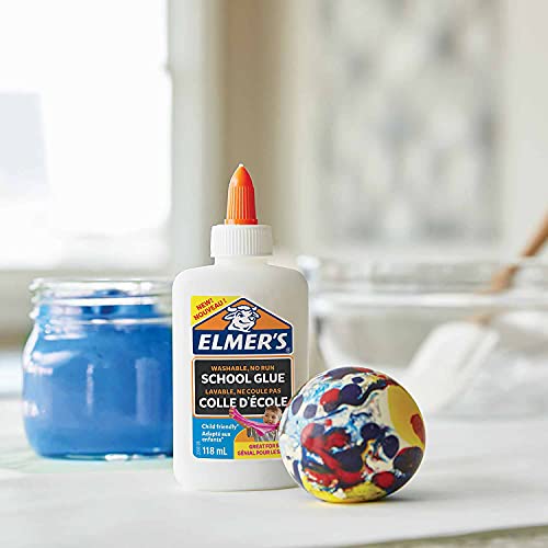 Elmer's Pegamento líquido uso escolar Elmer's, blanco, lavable, 118 ml; adecuado para hacer slime