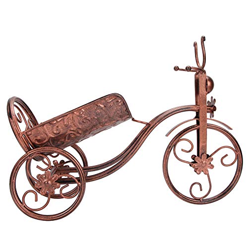Emoshayoga Gabinete de la decoración del hogar del Estante de Botellas de la Forma del Triciclo del Tenedor del Vino para el mostrador(Bronze)
