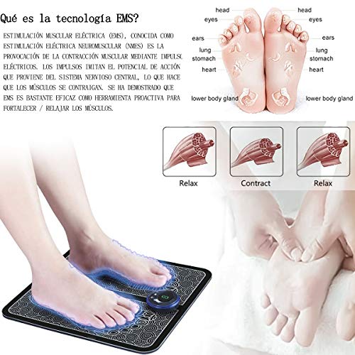 EMS Másájeador Eléctrico del Pies, Masaje del Pies para del músculo, Carga USB Muscular Másájeador Portátil Plegable para Piernas, USB portátil recargable, Uso en la Oficina,Casa etc