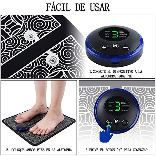 EMS Másájeador Eléctrico del Pies, Masaje del Pies para del músculo, Carga USB Muscular Másájeador Portátil Plegable para Piernas, USB portátil recargable, Uso en la Oficina,Casa etc