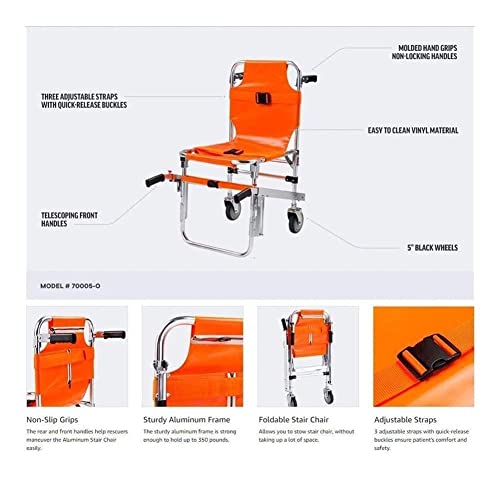 EMS Stair Chairn - Marco liviano y Plegable ， Aluminio Silla de Escalera elevadora Ligera Ambulancia Bombero Riel de evacuación Escalera Escalera Ligera Silla de Ruedas para Subir