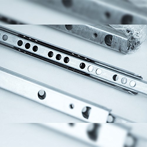 EMUCA Guías Laterales para cajones con rodamiento de Bolas 17mm x 310mm, extracción Parcial, Pack de 5 guías