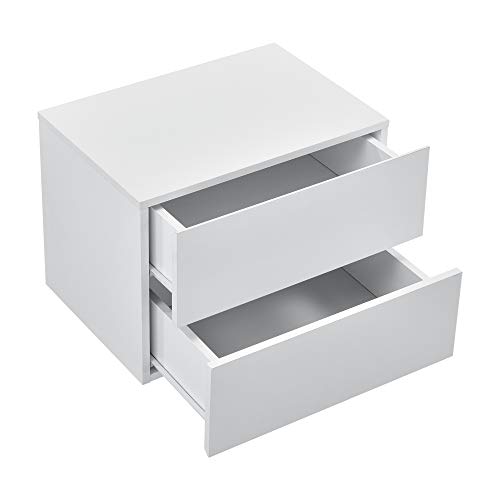 [en.casa] Estante con 2 cajones para Pared 40 x 29 x 30 cm Balda Flotante Mesita de Noche Armario para Pared Compartimentos Cajonera Blanco