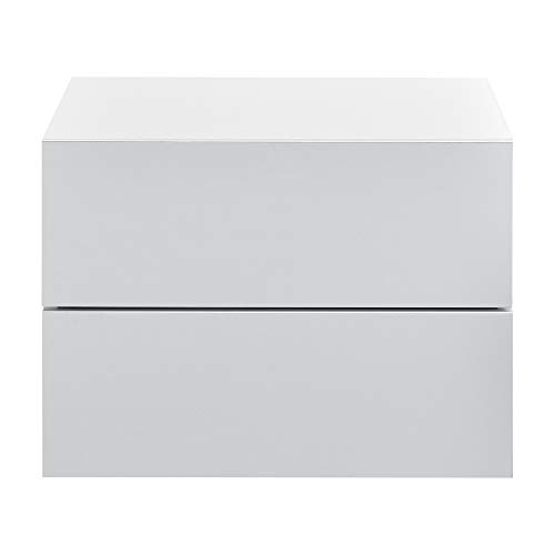 [en.casa] Estante con 2 cajones para Pared 40 x 29 x 30 cm Balda Flotante Mesita de Noche Armario para Pared Compartimentos Cajonera Blanco