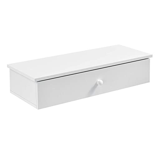 [en.casa] Estante de Pared con Compartimento 60 x 24 x 12,6cm Mesita de Noche de Pared con cajón para Almacenar Blanco