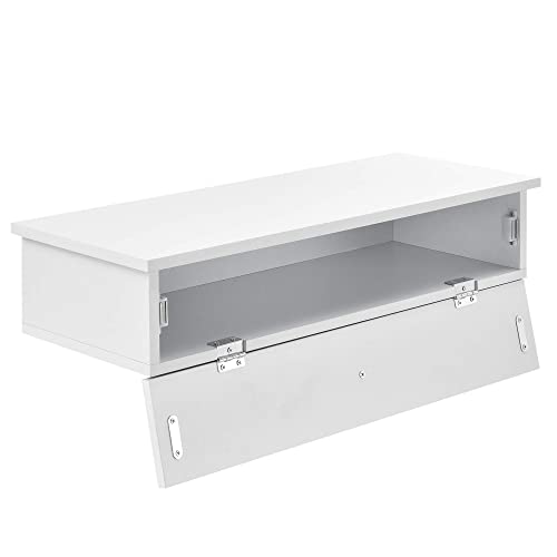 [en.casa] Estante de Pared con Compartimento 60 x 24 x 12,6cm Mesita de Noche de Pared con cajón para Almacenar Blanco