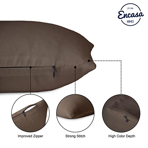 Encasa Homes Fundas de Cojines 2 Piezas (60 x 60 cm) - Gris Pardo - Lona de algodón teñida Forma sólida, Decorativa, Grande y Colorida, Lavable Funda Almohada para Sala de Estar, Dormitorio