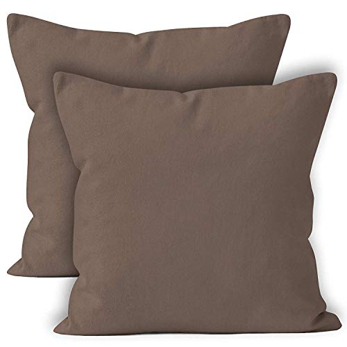Encasa Homes Fundas de Cojines 2 Piezas (60 x 60 cm) - Gris Pardo - Lona de algodón teñida Forma sólida, Decorativa, Grande y Colorida, Lavable Funda Almohada para Sala de Estar, Dormitorio