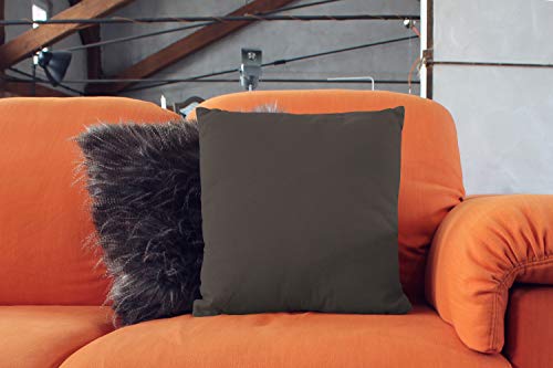 Encasa Homes Fundas de Cojines 2 Piezas (60 x 60 cm) - Gris Pardo - Lona de algodón teñida Forma sólida, Decorativa, Grande y Colorida, Lavable Funda Almohada para Sala de Estar, Dormitorio