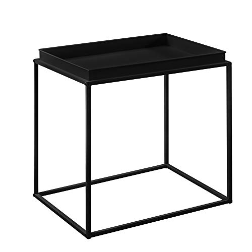 [en.casa] Mesa Bandeja Set de 2 mesas auxiliares 39 x 54,5 x 54,5 cm y 55,5 x 54 x 40 cm Mesa para Servir té o Comida Negro Mate