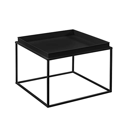 [en.casa] Mesa Bandeja Set de 2 mesas auxiliares 39 x 54,5 x 54,5 cm y 55,5 x 54 x 40 cm Mesa para Servir té o Comida Negro Mate