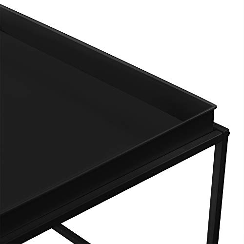 [en.casa] Mesa Bandeja Set de 2 mesas auxiliares 39 x 54,5 x 54,5 cm y 55,5 x 54 x 40 cm Mesa para Servir té o Comida Negro Mate