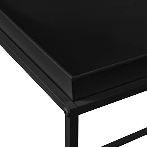 [en.casa] Mesa Bandeja Set de 2 mesas auxiliares 39 x 54,5 x 54,5 cm y 55,5 x 54 x 40 cm Mesa para Servir té o Comida Negro Mate