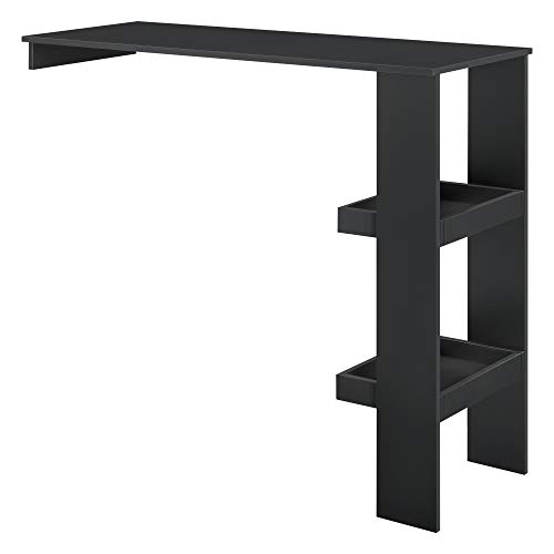 [en.casa] Mesa de Bar Sölvesborg Mesa de Bistro Elegante 120 x 45 x 106 cm Mesa Alta de Cocina con 2 Estantes Integrados Negro