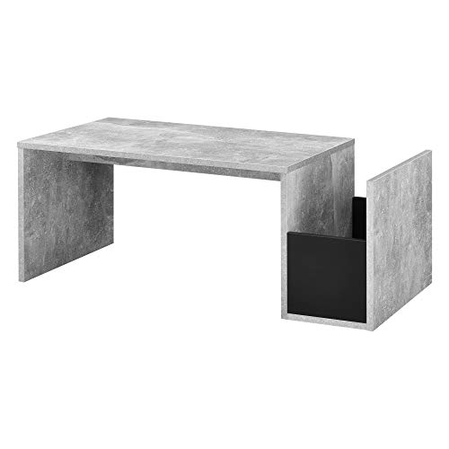 [en.casa] Mesa de Centro Bollnäs 90 x 45 x 35 cm con Compartimento Lateral Mesa de Salón Auxiliar Mesa Baja Mesa de Café o Té Efecto hormigón Compartimento Negro