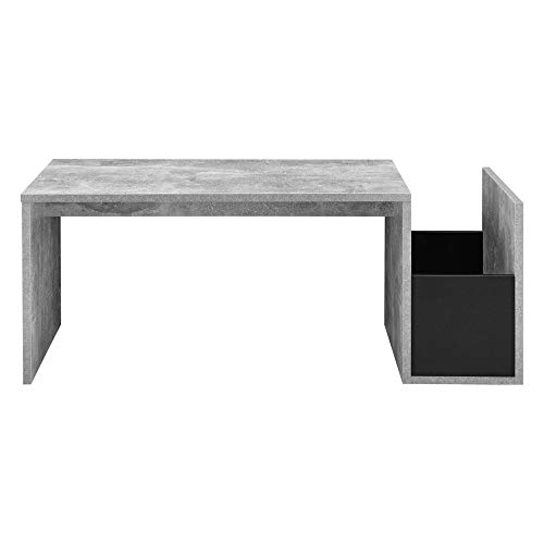 [en.casa] Mesa de Centro Bollnäs 90 x 45 x 35 cm con Compartimento Lateral Mesa de Salón Auxiliar Mesa Baja Mesa de Café o Té Efecto hormigón Compartimento Negro
