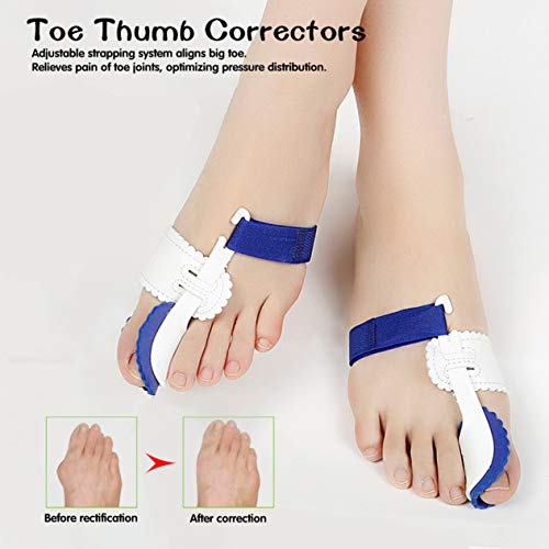 Enderezadora práctica de férulas Hallux Valgus Pro Tirantes Corrección del dedo pulgar Noche Corrector ortopédico para huesos grandes Herramienta BCVBFGCXVB (blanco y azul）