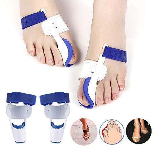 Enderezadora práctica de férulas Hallux Valgus Pro Tirantes Corrección del dedo pulgar Noche Corrector ortopédico para huesos grandes Herramienta BCVBFGCXVB (blanco y azul）