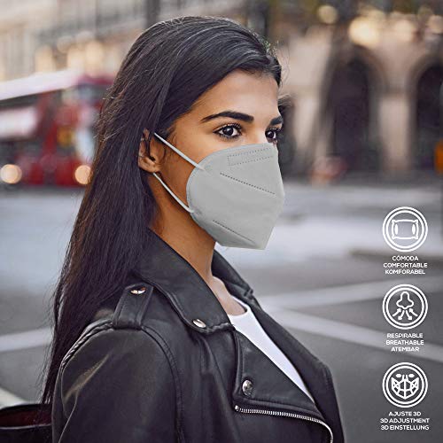 ENERGY BALANCE 10u. Mascarilla FFP2 Homologada Color Gris , Certificado CE 2163 (10-GREY)