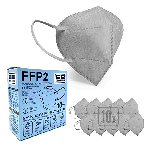 ENERGY BALANCE 10u. Mascarilla FFP2 Homologada Color Gris , Certificado CE 2163 (10-GREY)