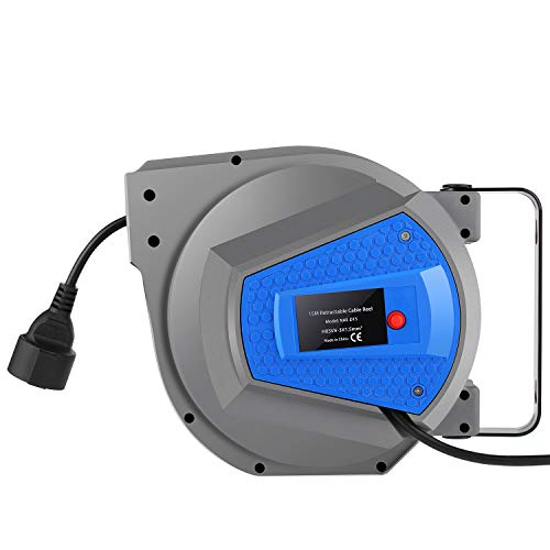 Enrollacables 15m+1m enrollador cable, carrete de cable, tambor de cable, giratorio 180° soporte de pared