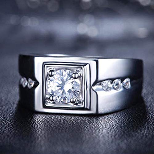 ENYU Anillo,Anillos para Hombres Anillos, Circonita cúbica Compromiso de Boda Joyas Confort con baño de Plata para papá Novio Hombre Joven, Esposo