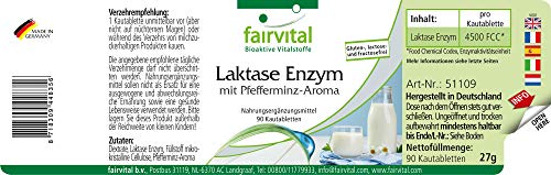 Enzima Lactasa - Ayuda contra la intolerancia a la lactosa - Dosis elevada - 90 Comprimidos masticables - Calidad Alemana
