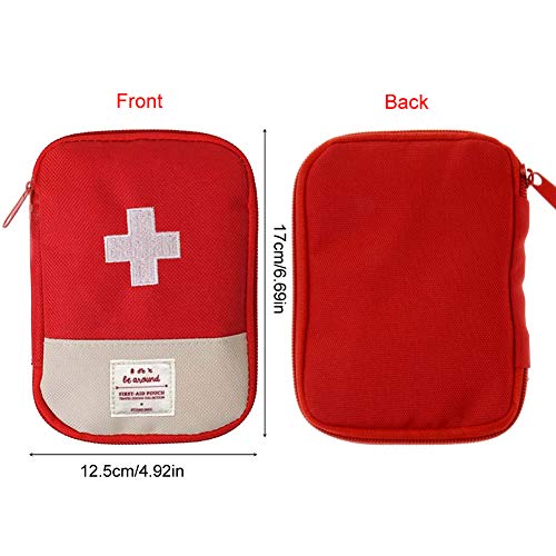 EQLEF Mini Vacío Botiquín de Primeros Auxilios, Bolsa de Medicina portátil Bolsa de medicamentos para Viajes al Aire Libre (Rojo)