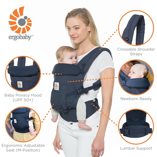 Ergobaby Mochila Portabebe Ergonómico Recien Nacido, Adapt Cool Air Mesh Raven, Porta Bebes en Mochilas