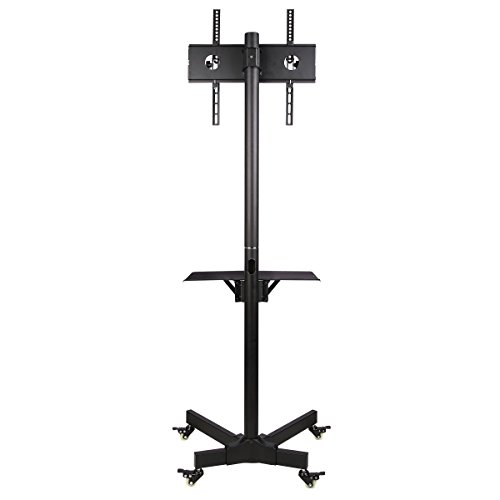 Ergosolid Soporte con Ruedas Ajustable Universal para TV LCD LED, 32"- 55" (81 a 140 cm de diagonal), Inclinación, Negro con VESA máx. 400 x 400 mm, hasta 25 kg