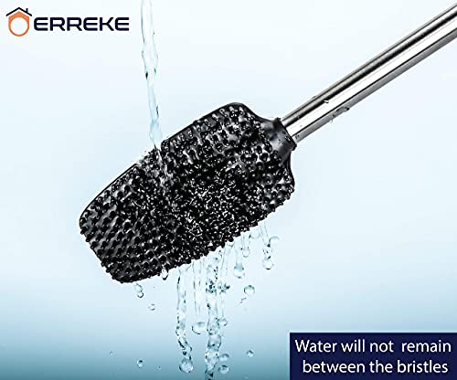Erreke - Escobilla de Baño, Mango de Acero Inoxidable, Mas Higiénica, Escobilla WC Flexible, Moderna y Elegante, Antihuellas (Blanco Mate)