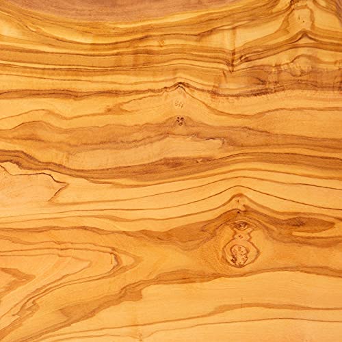 Erreke Tabla de Cortar de Madera Olivo Natural, Pieza Única, Tabla Cocina para Servir, Picar, Carne Barbacoa Queso Pan (50cm largo aprox)