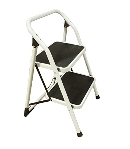 Escalera 2 peldaños Extra Anchos, Taburete Plegable, peldaños y Patas Antideslizantes