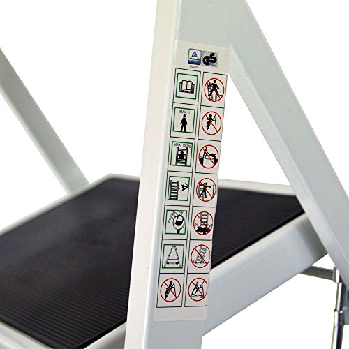 Escalera de acero de hierro de 2,3,4 peldaños, resistente, capacidad de 330 libras, plegable, portátil, ancha, antideslizante, 2 peldaños de seguridad, peso ligero 3 Step