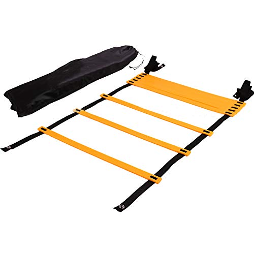 Escalera de Agilidad 6m Escaleras velocidad escalera entrenamiento entrenamientos futbol conos entrenamiento escalera agilidad escaleras fitness Ajustable con 12 peldaños y Bolsa de Transporte