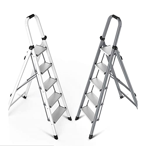 Escalera Escalera De Aleación De Aluminio Escalera De Espiga Plegable Para El Hogar Espesor Escaleras Multifuncionales Para Interiores Escalera De Tres Pasos Escalera Mecánica Pequeña (Color: Grey, S