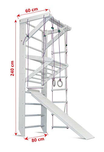 Escalera Sueca Barras de Pared Sport-3-240-Blanco, Gimnasia de los niños en casa, Complejo Deportivo de Gimnasia
