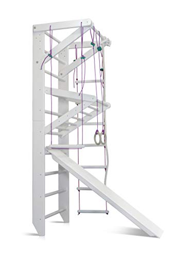 Escalera Sueca Barras de Pared Sport-3-240-Blanco, Gimnasia de los niños en casa, Complejo Deportivo de Gimnasia