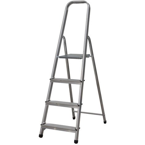 Escalera Tijera Plegable 4 Peldaños de Aluminio. Escadote 4 degraus de Alumínio EN 131 Capacidad Máx. 150 kg. Hecho en Europa. BTF-TJL104