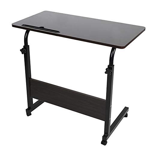Escritorio Portátil con Ruedas 72-91cm Altura Ajustable, Mesa Auxiliar para Sofá o Cama, Escritorio Movible con Ranura para Computadora(Negro)