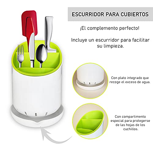 Escurridor platos plegable para cocina sin BPA. Escurreplatos enrollable sobre fregadero, incluye escurridor cubiertos. Encimera cocina de rejilla metalica para utensilios de cocina.
