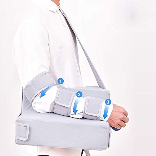 Eslinga de brazo ajustable, eslinga de almohada de abducción de hombro, con almohada de abducción y balón de ejercicio, para desgarro, luxación, rehabilitación fija de esguinces (color: izquierda)