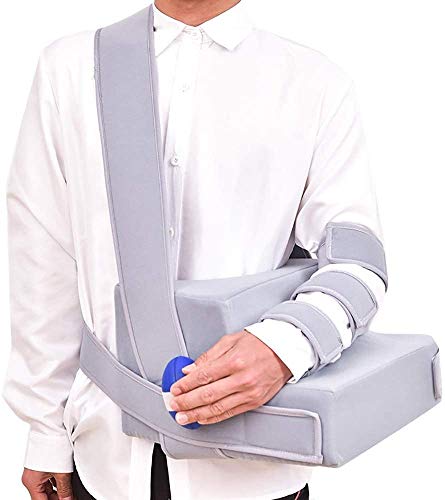 Eslinga de brazo ajustable, eslinga de almohada de abducción de hombro, con almohada de abducción y balón de ejercicio, para desgarro, luxación, rehabilitación fija de esguinces (color: izquierda)