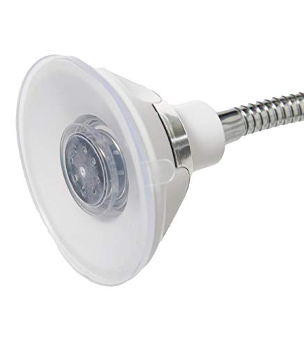 Espejo de 5 aumentos con ventosa, luces LED, soporte flexible y giratorio de 360°, espejo de maquillaje, espejo cosmético portátil para cuarto de baño y viaje