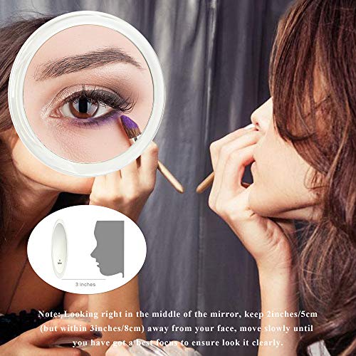 Espejo de aumento 20X con tres ventosas, uso para aplicación de maquillaje, pinzas y eliminación de espinillas y barros. (12,5cm, Negro)