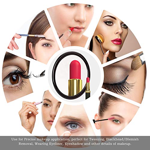 Espejo de aumento 20X con tres ventosas, uso para aplicación de maquillaje, pinzas y eliminación de espinillas y barros. (12,5cm, Negro)