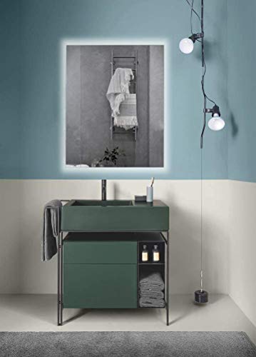 Espejo de Baño Led 80x100 ESTEL Vertical Con Lamina Antivaho. Espejo de Baño, Aseo, Recibidor, Dormitorio o Salón. Espejo de Pared fácil instalación. Luna Decorativa. Espejo Retroiluminado baanio IP44