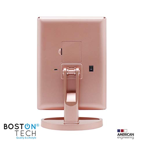 Espejo de Maquillaje con Luz LED ajustable para Tocador Espejo de Mesa Cosmetico con Aumentos 10x, 3X, 2X, Iluminación 21 LED, Luz Ajustable táctil, Rotación de 180° USB o 4 Pilas BE104 Color Oro Rosa